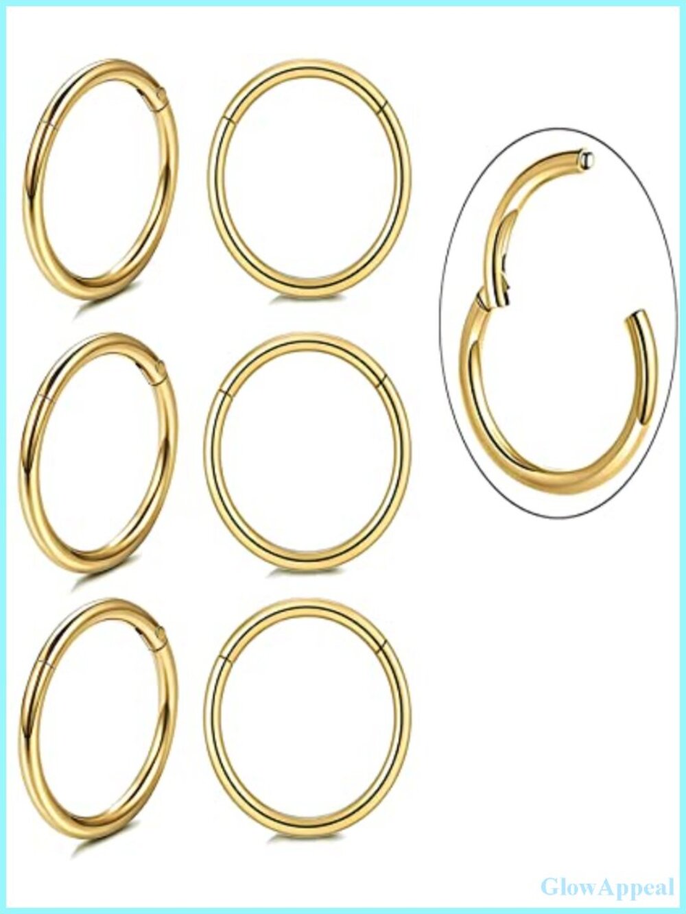 18k Gold Plated Surgical Steel Mini Hinged Hoop Earrings for Cartilage Helix